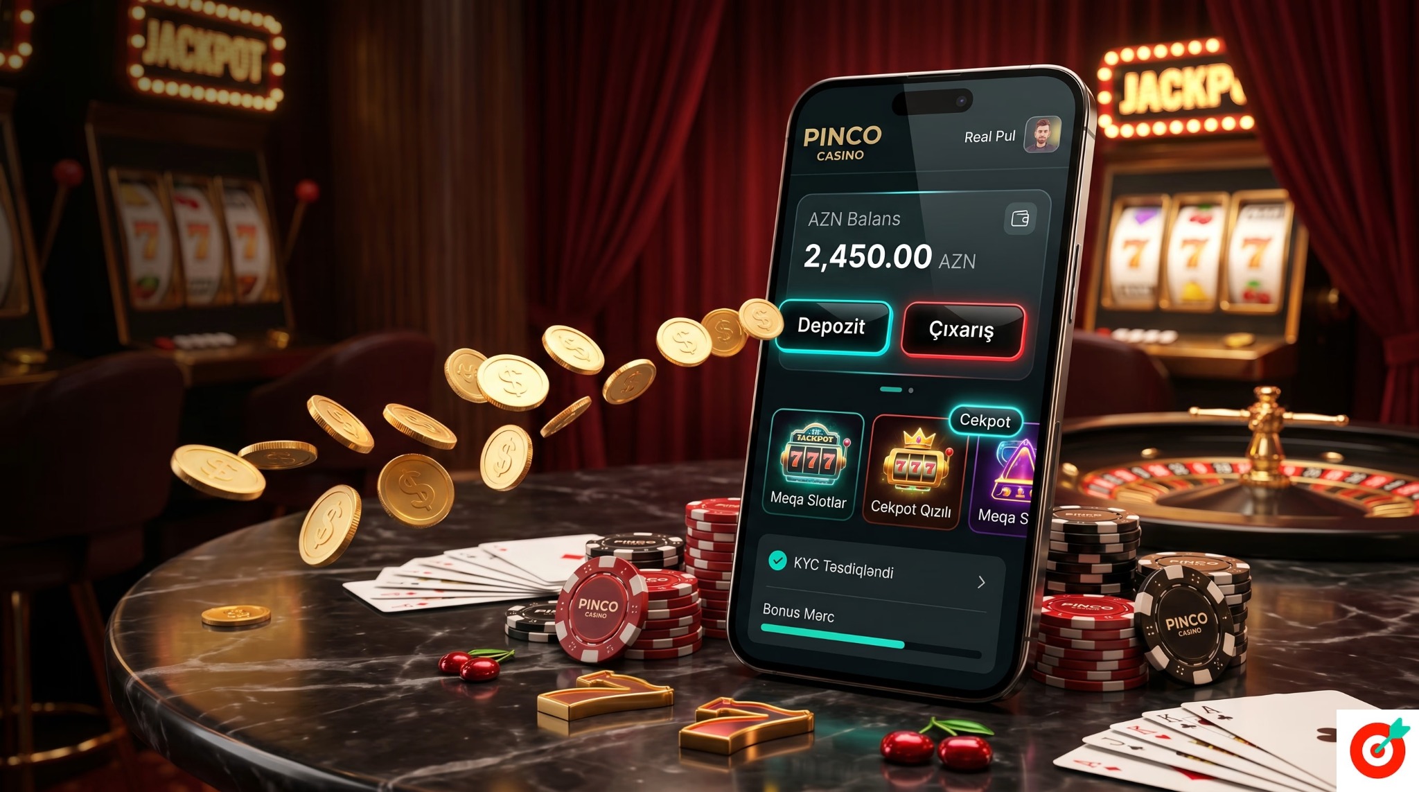 Pinco Casino kassa bölməsində AZN depozit və çıxarış seçimləri